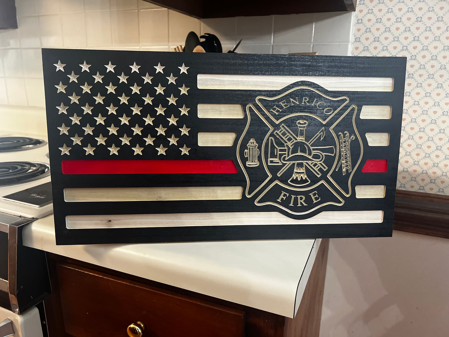 Thin Red Line Firefighter Flag