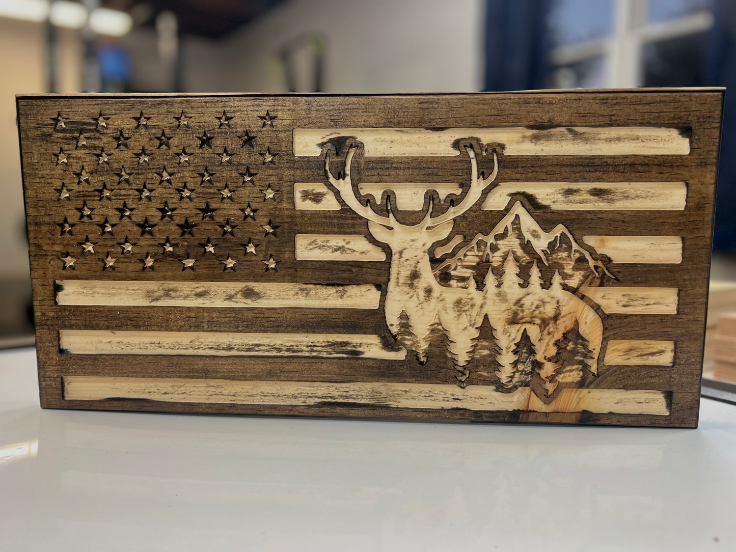 Deer American Flag