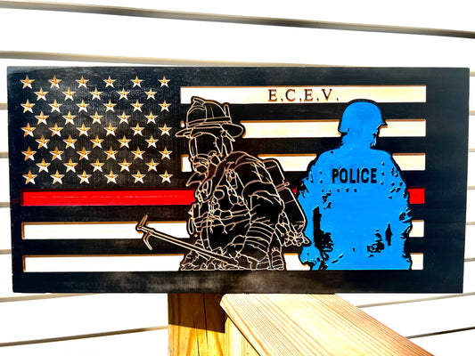 Police and Firefighter American Flag