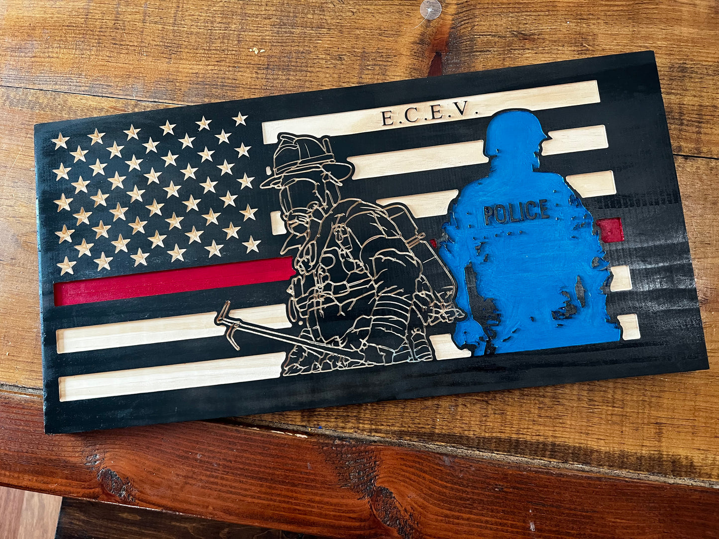 Police and Firefighter American Flag