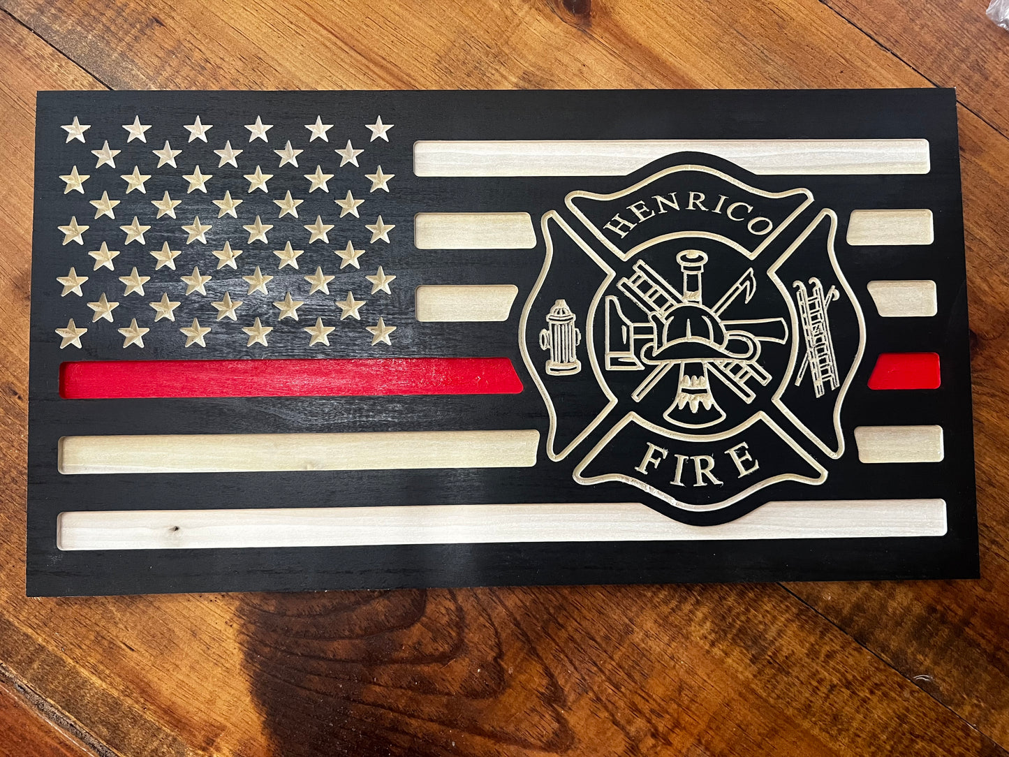 Thin Red Line Firefighter Flag