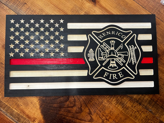 Thin Red Line Firefighter Flag